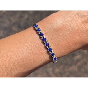 Navajo Cuff Bracelet Multicolor Round Stones Native American Jewelry  Sz 6.5in**